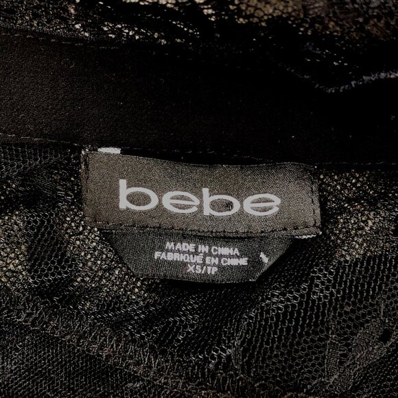 Y2K Bebe Black Sheer Lace Womens XS Long Sleeve Button-Up Whimsygoth Grunge - Picture 6 of 8